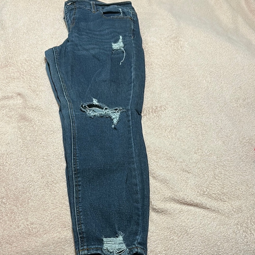 Distressed Blue Jeans